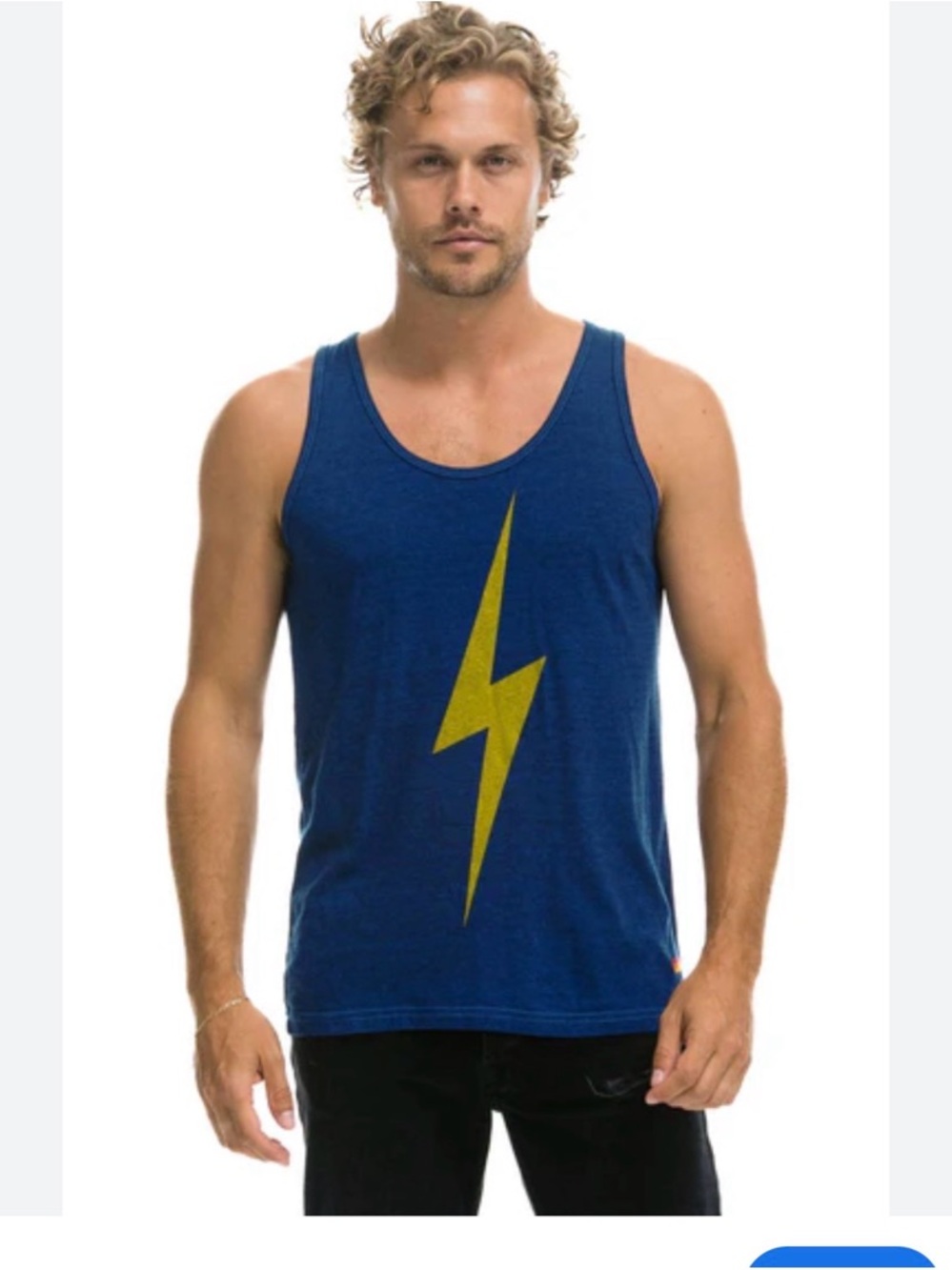 Aviator Nation Navy Tank Top with Yellow Lightning Bolt